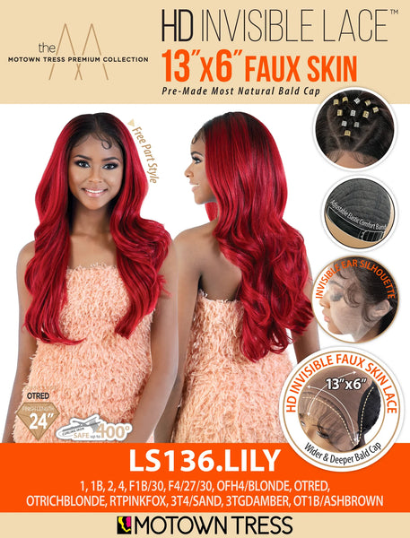 Motown Tress LS136.LILY HD INVISIBLE LACE 13"x6" FAUX SKIN WIG