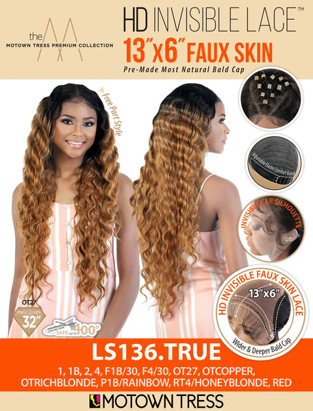 Motown Tress: HD INVISIBLE LACE LS136.TRUE 13"x6" FAUX SKIN WIG