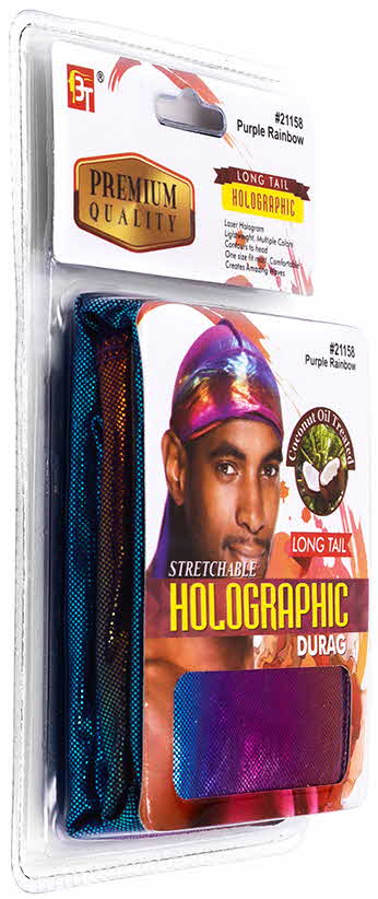 BT DURAG HOLOGRAPHIC LONG TAIL RAINBOW PURPLE